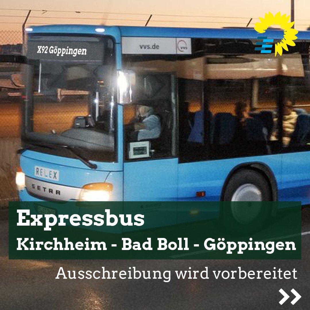 gruene_vrs's tweet photo. Der #Expressbuss Kirchheim - Bad Boll - Göppingen wird schon lange von den Bürger*innen gefordert. 🚍 Der #Verkehrsausschuss hat mit der Vorabbekanntmachung den ersten Schritt zur Ausschreibung dieser neuen #Buslinie genommen. https://t.co/tbiVX6IWKi