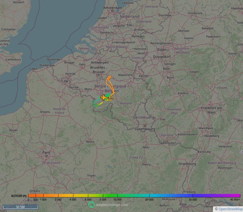 IntelskyB's tweet image. 🇧🇪 Belgian Air Component ✈️ F16 ( General Dynamics F-16BM Fighting Falcon ) (FB-15, #44F025) as flight #SWORD81 was just spotted over 🇧🇪 Namur, #Belgium at ☁️ 3100 ft.

🔴 Live tracking:
global.adsbexchange.com/?icao=44F025

🖼️ by doppio.sh