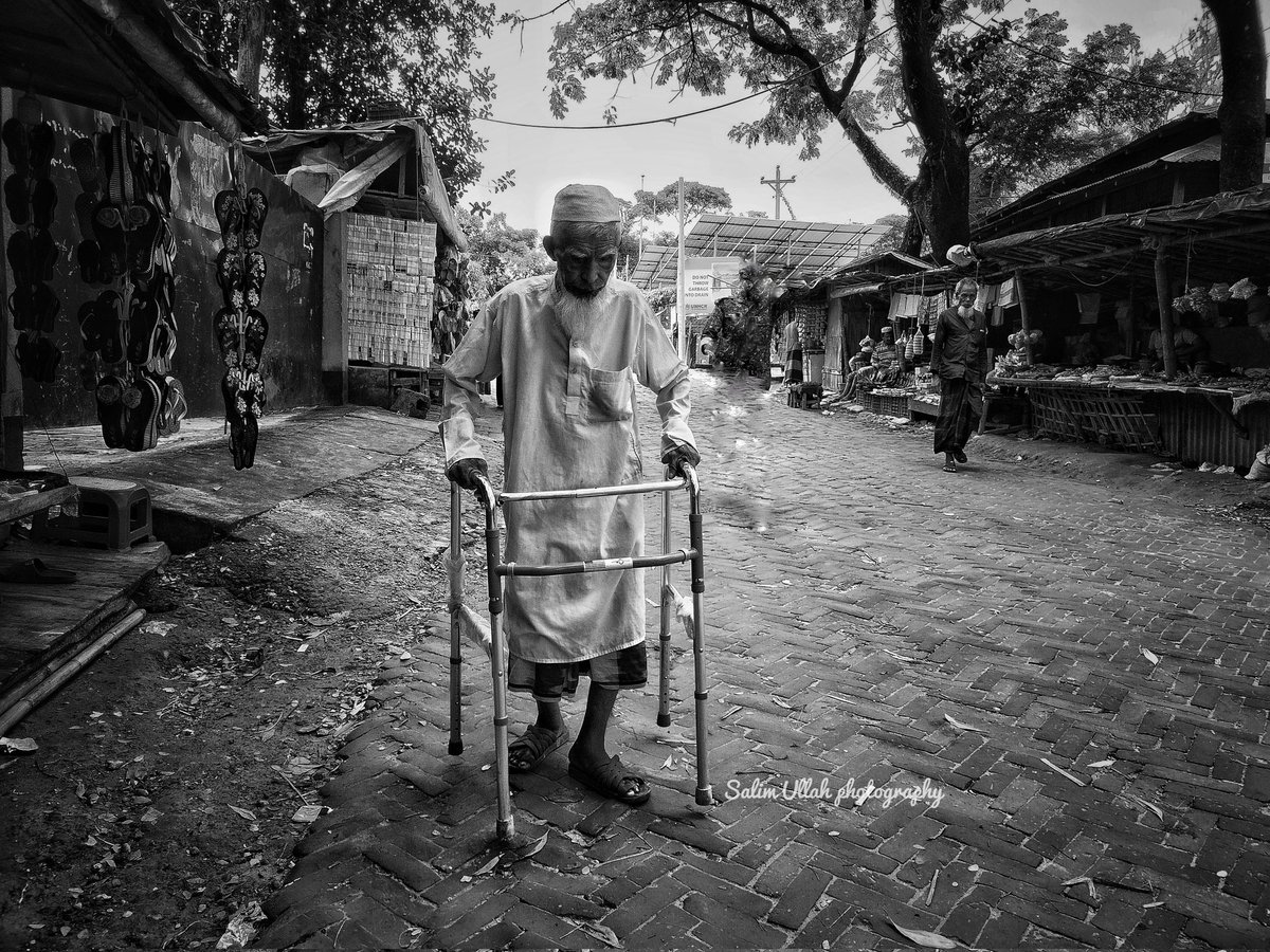 #RohingyaRefugeeDailylife.
How struggle life of oldest people in the rohingya refugee camp. He is walking with walker because he couldn't walk properly.  Bangladesh Cox,s bazar. Ukhiya

#Rohingya
#Refugee
#Struggle