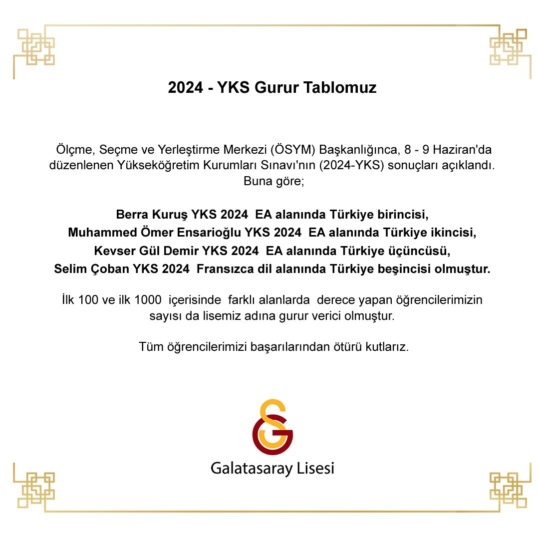 Galatasaray Lisesi (@gslise) on Twitter photo 
