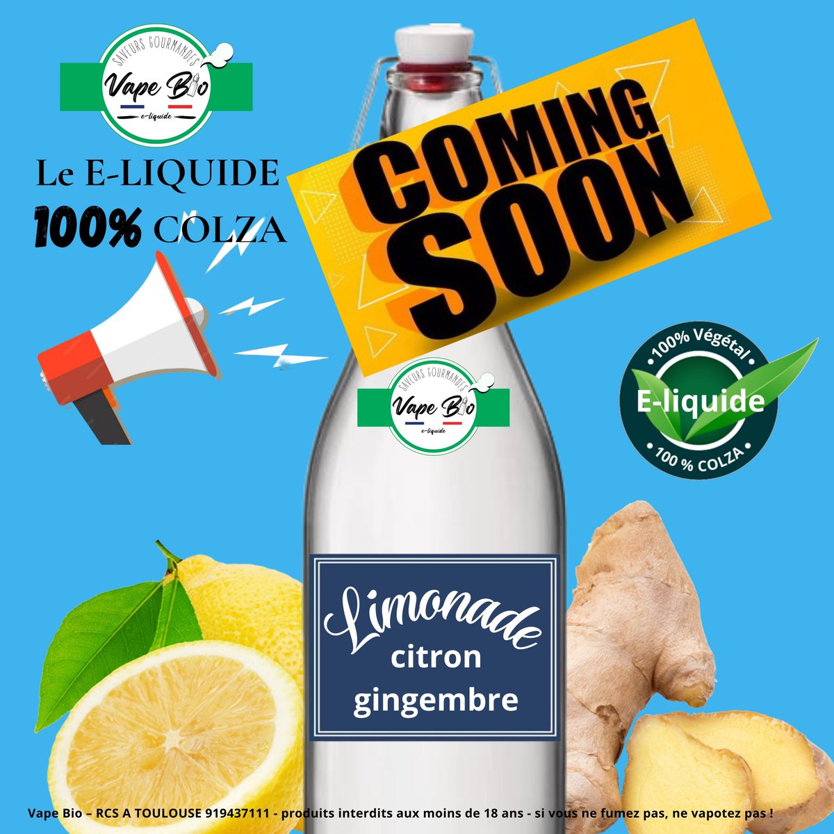 Découvrez la limonade citron gingembre de chez vape bio.

Une limonade pétillante et sucrée à souhait ou se mélange harmonieusement la fraicheur du citron et la force revigorantes du gingembre.

Interdit aux - 18 🔞

Si vous ne fumez pas ne vapotez pas !