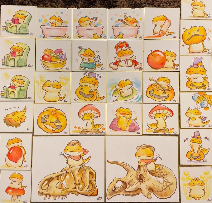 あなたのおうちの個体のイラストを描きますよ!手描きミニ色紙のリクエストをお受付します。・今週末の博物ふぇすに来場される方限定・会場でのお受け取り・両生類もしくは爬虫類・恐竜でも#博物ふぇす 