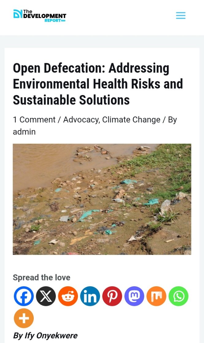 Ifyinspires's tweet image. Open defecation remains a significant challenge in many parts of the world, particularly in rural areas where sanitary infrastructure is lacking. 
Click the link below to read more:
thedevelopmentreport.org/open-defecatio…
@WHO @UNICEF @UN_Water #EndOpenDefecation #CleanWater #SustainableLiving