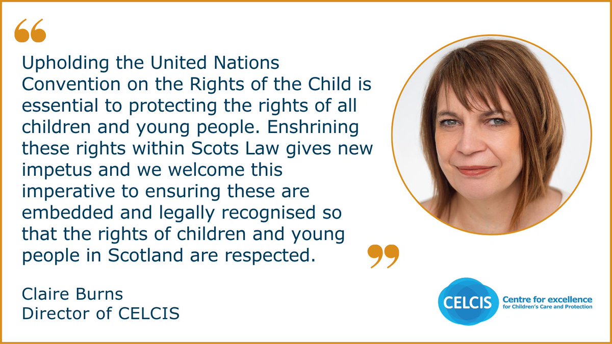 CELCIStweets's tweet photo. Today, the United Nations Convention on the Rights of the Child (Incorporation) (Scotland) Bill comes into force.
Our @clairemiggy comments as Scotland reaches this long campaigned for law to protect children’s rights. https://t.co/oQZoj4745G