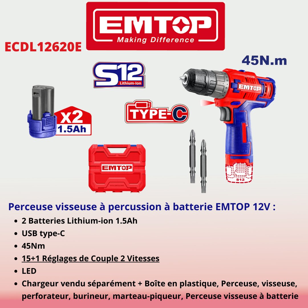 EMTOP_FRANCE's tweet image. Explorez la puissance et la polyvalence des perceuses visseuses EMTOP France! 🔧 

Nos outils sont conçus pour répondre à tous vos besoins.

Boostez votre atelier avec EMTOP France🚀

#EMTOP #PerceuseVisseuse #Bricolage #Outillage #DIY #EMTOPFrance