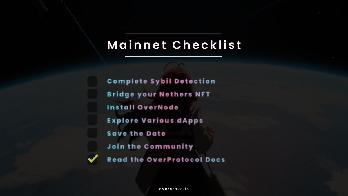 0xz6av's tweet photo. Hello OverProtocol 🌐

How are you preparing for mainnet? 🎉

⚠️Here's a small checklist of things you want to do, to ensure you are prepared for one of the most anticipated launches of 2024!

👇👇 https://t.co/LOtPwQDF3g