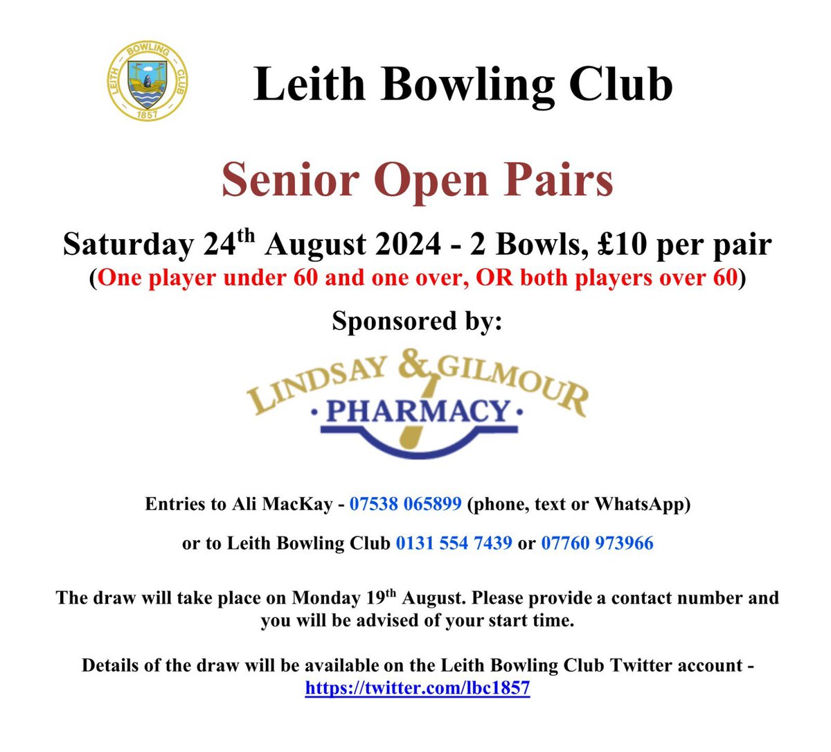 lbc1857's tweet photo. Senior Open Pairs - 24th of August.
Check the post for details . https://t.co/s8jhlewvrL