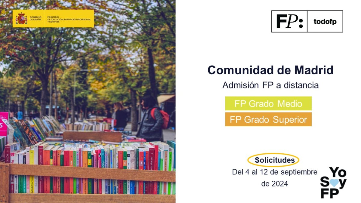 todofp's tweet photo. 📢 #FPCAM. Admisión FP a Distancia: Ciclos formativos grado medio y superior en oferta modular. TodoFP #YoSoyFP
🔴 Solicitudes: Del 4 al 12 de septiembre de 2024.
🔎 https://t.co/yUM1AjMR3D https://t.co/URNz7ilvo3
