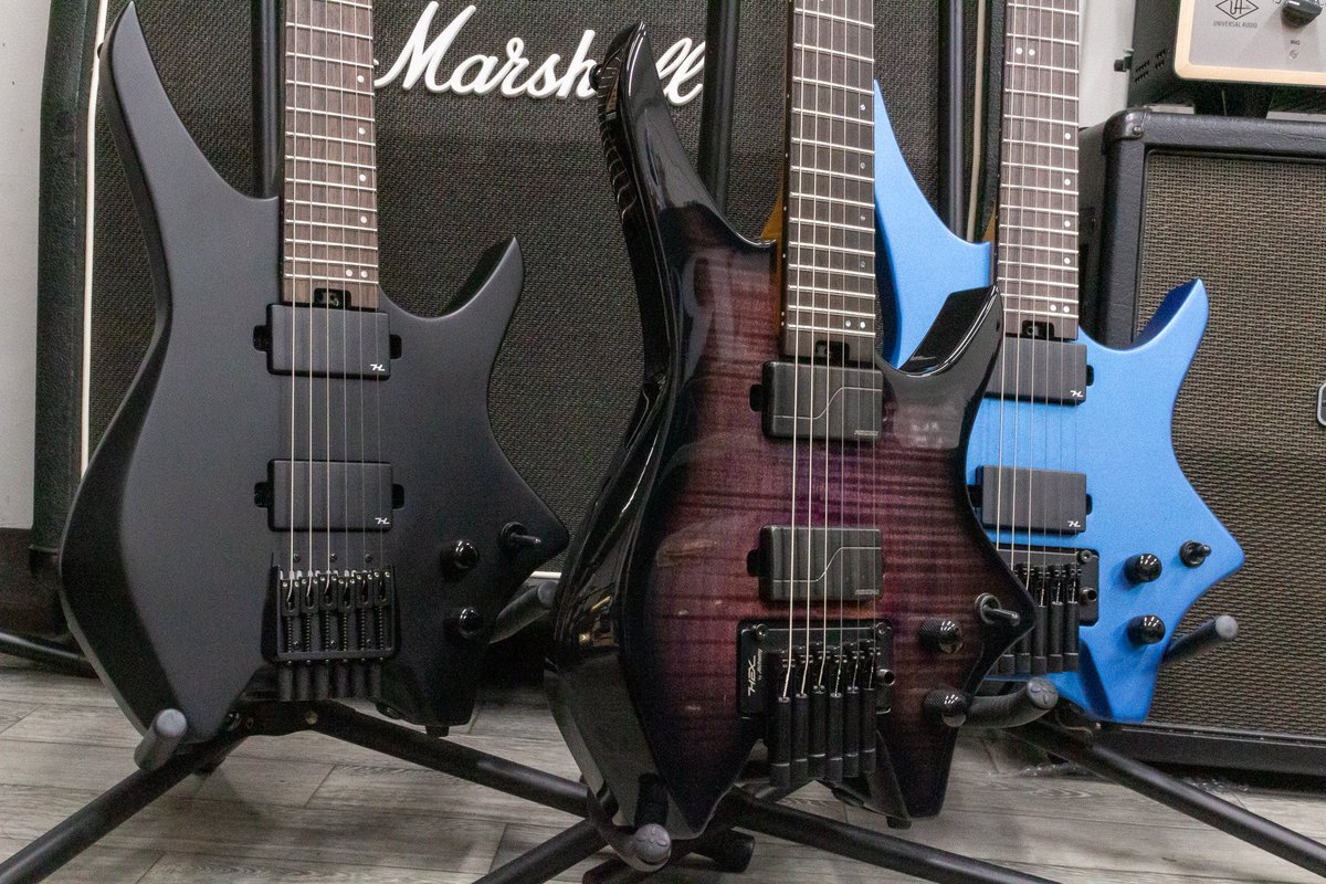 今後取扱いを始めるHEX GUITARSのヘッドレスモデルあります