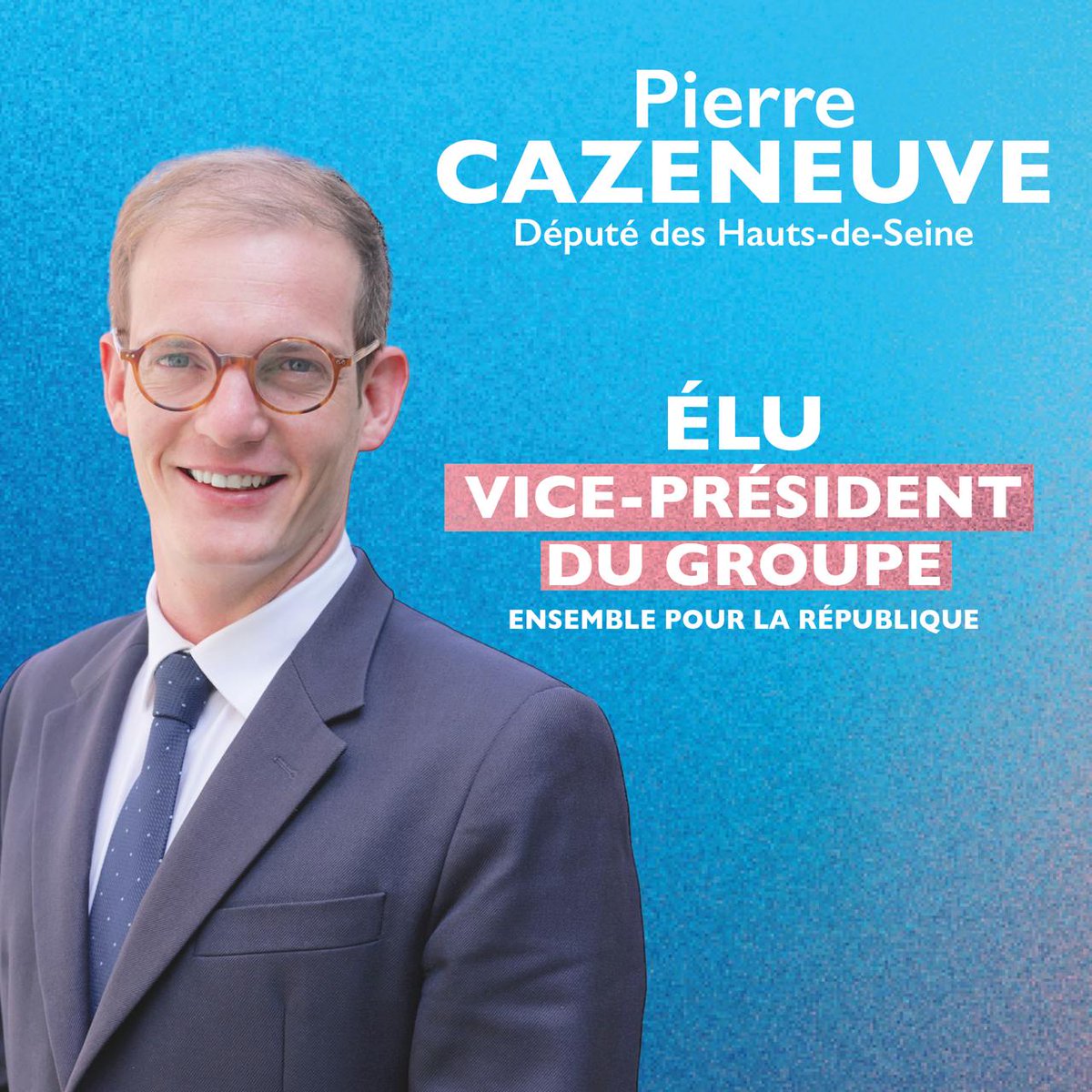 PierreCazeneuve's tweet photo. Très honoré de la confiance de mes collègues qui m'ont élu Vice-Président de notre groupe @DeputesEnsemble.

Dès aujourd'hui au travail aux côtés de @GabrielAttal et de l'ensemble des députés du groupe pour notre pays et nos concitoyens. https://t.co/MjZrKus4TQ