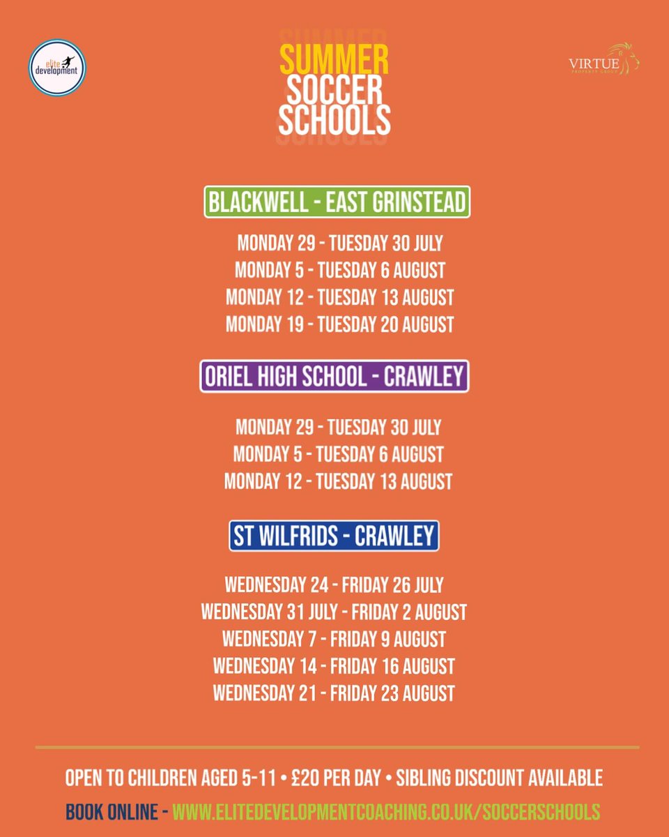 1 Week to go until Summer Camps 2024!!

BOOK NOW - elitedevelopmentcoaching.co.uk/soccerschools

wix.to/IgOIrz2