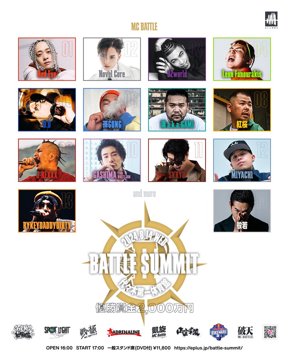 battlesummit1's tweet photo. BATTLE SUMMIT Ⅱ
🗓️8月14日（水曜日）
会場　代々木第一体育館
🏆優勝賞金2000万円🏆

📣現在販売中の三次先行受付は
18日23時59分で締め切りとなります。

✖️ファストパスチケットSOLD OUT
⚠️一般チケットも残り少なくなってきております。
🎫チケット購入はこちらから
https://t.co/lJW0GLb6JD https://t.co/FyWRhYlgfU