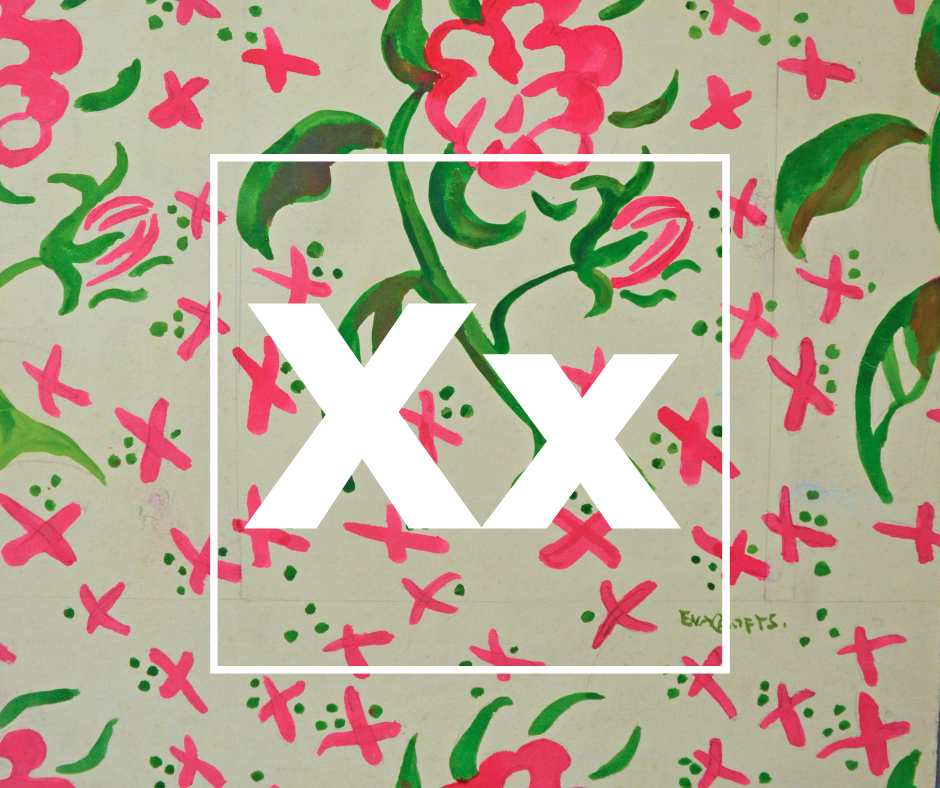 X is for...
This wonderful paper and paint design of roses and crosses. An unnamed design by Eva Crofts in the 1920s. She described her work as “natural happiness and of clear unalloyed pleasure.”
#TextileArchive #TextileDesign #TextileHistory #Roses #Design #Interiors