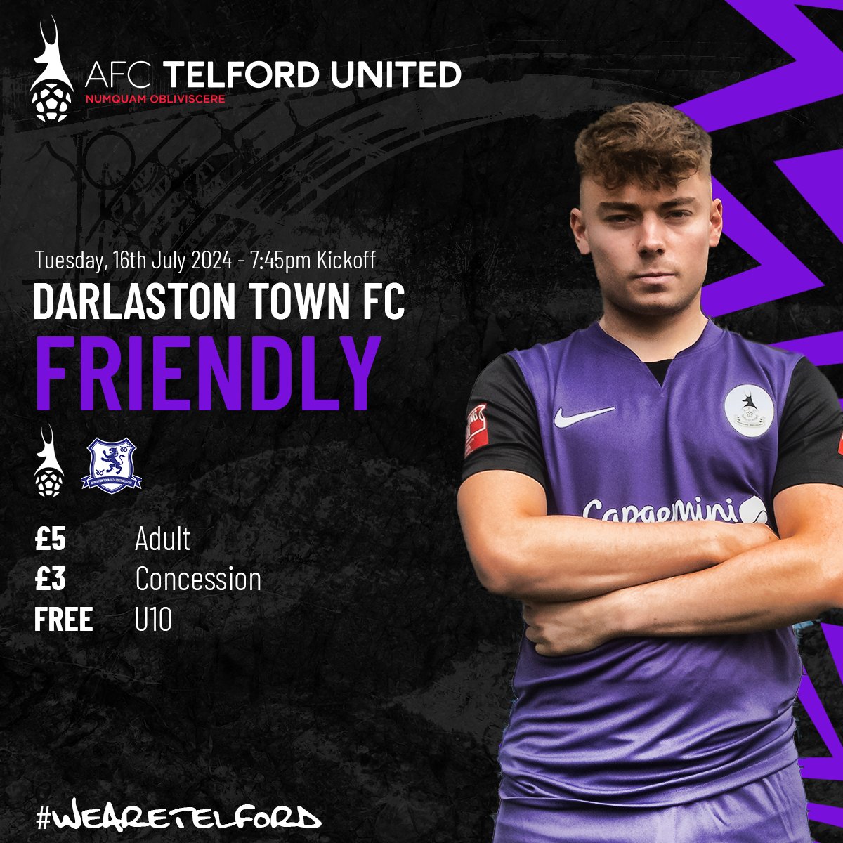 telfordutd's tweet image. It's matchday!

Our 24/25 season starts tonight as we take on Darlaston Town FC.

🆚 Darlaston Town FC
⏰ 7:45PM
🏟️ The Paycare Stadium
🎟️ Pay on arrival.

#WeAreTelford