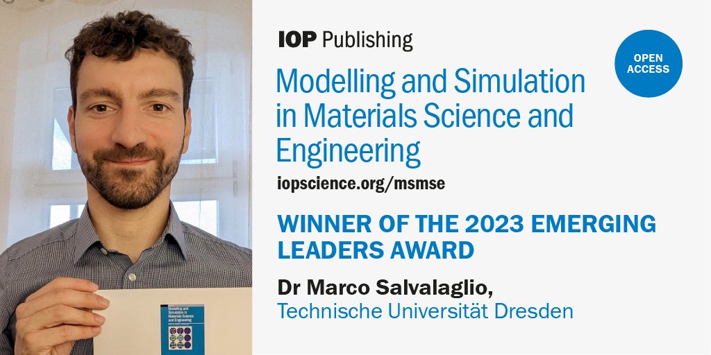 IOPmaterials's tweet photo. Please join us in congratulating @MarcoSave - the winner of the MSMSE 2023 Emerging Leaders Award 🎉This award is in recognition of Marco's outstanding work on relating to gradient elasticity in Swift–Hohenberg and phase-field crystal models. Learn more👉 https://t.co/tZWPzlQVsw https://t.co/8CQCoqslfb