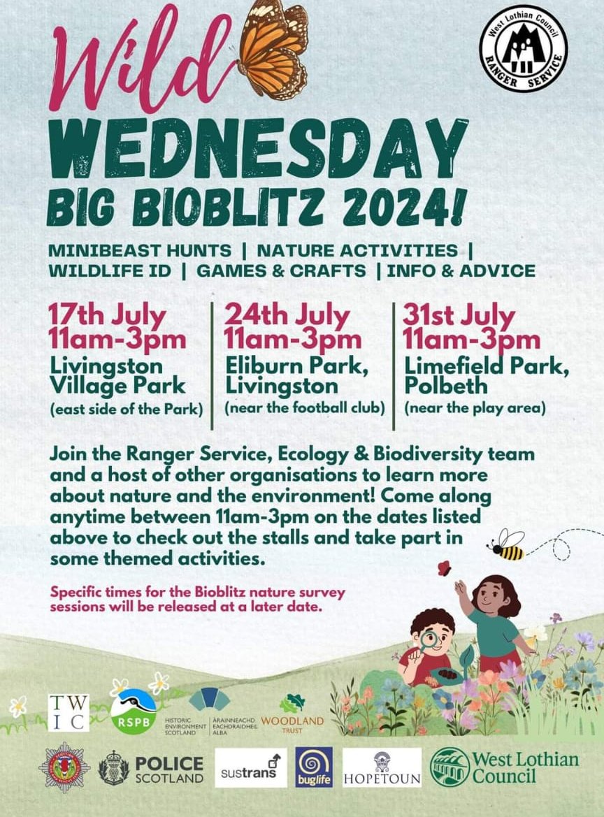 Buzz_dont_tweet's tweet photo. Join the #BuglifeScotland team at the first #WildWednesday of the summer with @LoveWestLothian, TOMORROW!

🗓️ Wednesday 17 July
🕚11:00-15:00
📌Livingston Village Park (W3W: dose.zoom.loses)

🐝We'll be running a #riverfly workshop &amp; @PoMScheme #FITCounts.

See you there! 

#GooR https://t.co/JhnQIA2GSW