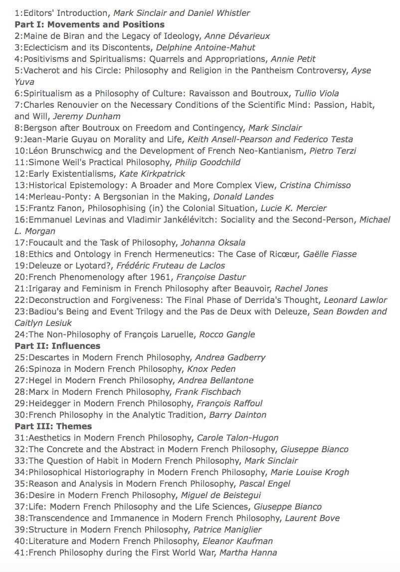 Published today: 

The Oxford Handbook of Modern French Philosophy, edited by Mark Sinclair and Daniel Whistler