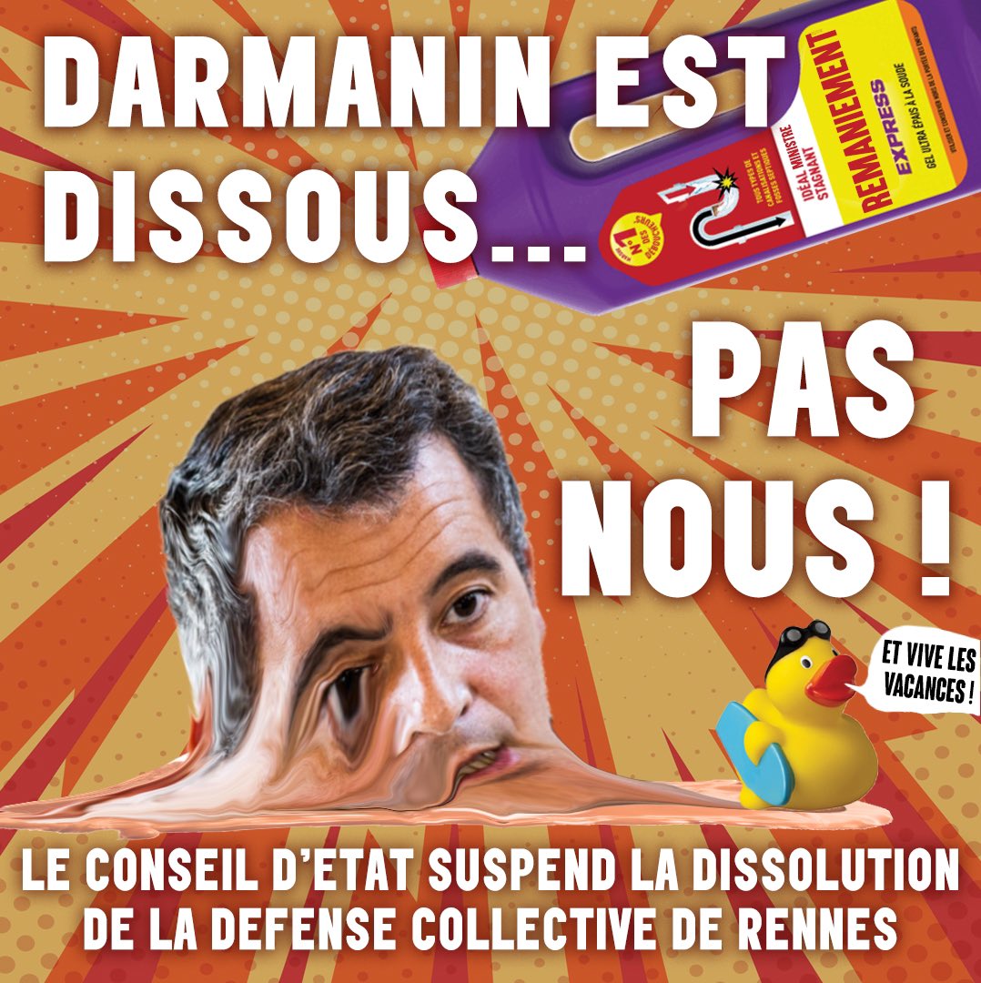 DARMANIN EST DISSOUS... PAS NOUS ! 

LA DISSOLUTION SUSPENDUE PAR LE CONSEIL D'ÉTAT
