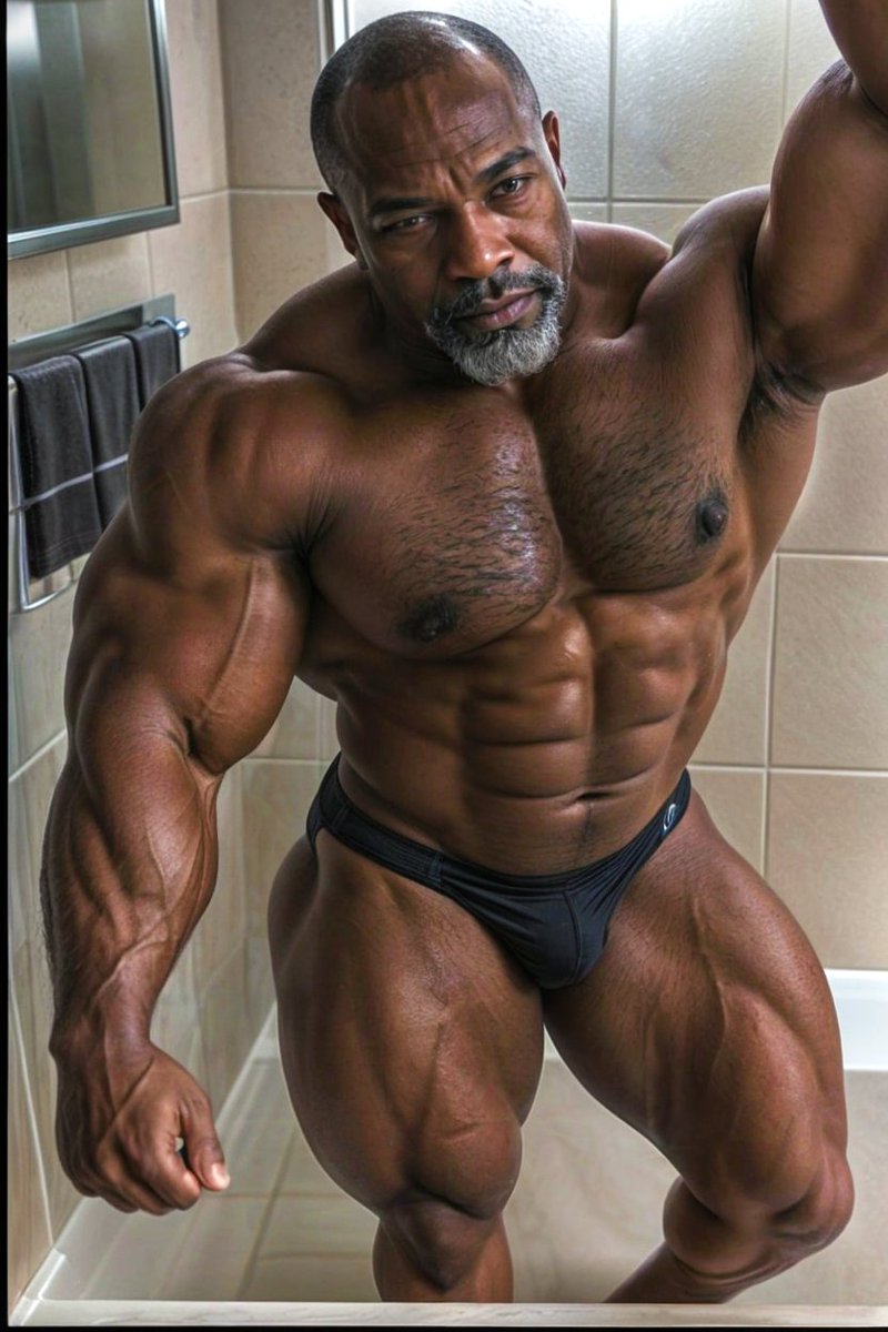 BlackMuscleAI's tweet photo. Ready for shower💦 - 1 #aiart #aihunk #blackmuscleai https://t.co/FZCK8BbDeh