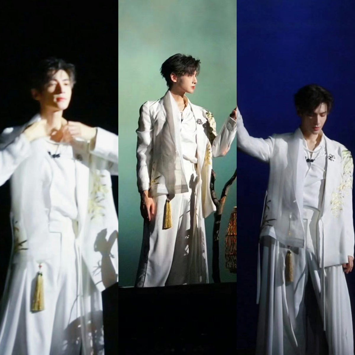 LuoYunxiFanClub's tweet photo. Weibo update: "After hairspray." + blurry photos taken by passer-by of lyx recording a performance on Fairy Lake, Jiangxi last night.
🦁#LuoYunxi #罗云熙 https://t.co/zbiwyJ64vR