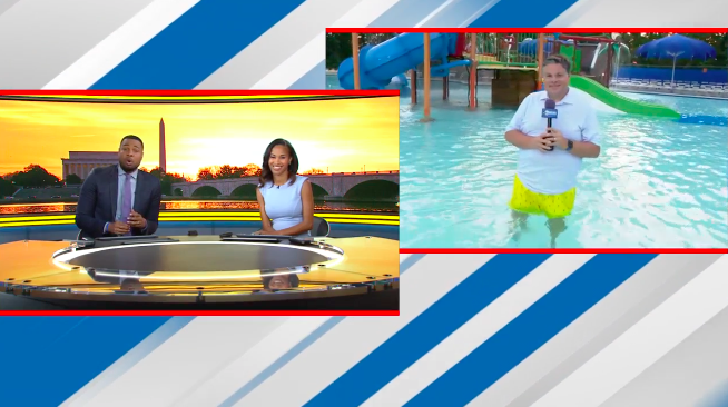 Brian7NewsDC's tweet photo. Trying to stay cool as we head for our third consecutive 100°+ day!  Couldn't arrrrrrgue with today's assignment at Pirate's Cove Waterpark!  Thanks @NOVA_Parks for hosting us. https://t.co/jkdQAl1OQG