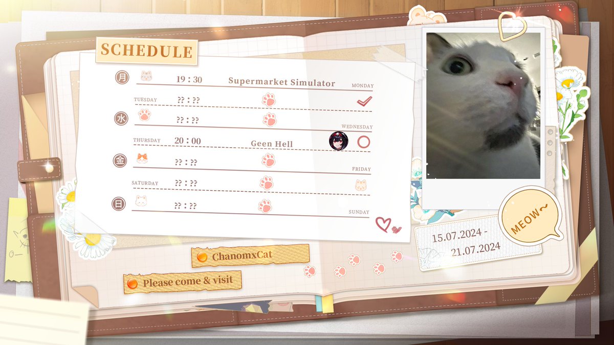 chanomxcat's tweet photo. 🐈𝓢𝓣𝓡𝓔𝓐𝓜 𝓢𝓒𝓗𝓔𝓓𝓤𝓛𝓔🐈
𝟏𝟓 𝑱𝑼𝑳 𝟐𝟎𝟐𝟒 - 𝟐𝟏 𝑱𝑼𝑳  𝟐𝟎𝟐𝟒

▵𝑌𝑜𝑢𝑇𝑢𝑏𝑒▵   
https://t.co/CrQUxBpdVF
▵𝑋▵   
https://t.co/JUm3DIup9A   
▵𝐷𝑖𝑠𝑐𝑜𝑟𝑑▵  
https://t.co/jKw4N8zEdv 

#Chanomeow #Vtuber #VtuberTH https://t.co/SUXPUAESG2