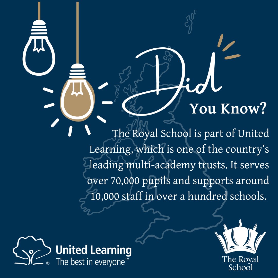 We are incredibly proud to be part of @United Learning, the leading multi-academy trust contributing to improving the life outcomes of pupils across the country. Find out more about the benefits of joining our school - royal-school.org/events
#TheRoyalSchool #TheBestInEveryone