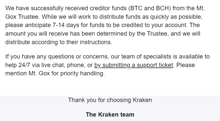 CoinEdition's tweet photo. .@krakenfx confirms receipt of funds from Mt. Gox Trustee, pledges distribution to affected users within 7 to 14 days. π§
#MtGox #Bitcoin #Bitcoinccash #crypto #Kraken https://t.co/HjSMkppTjK