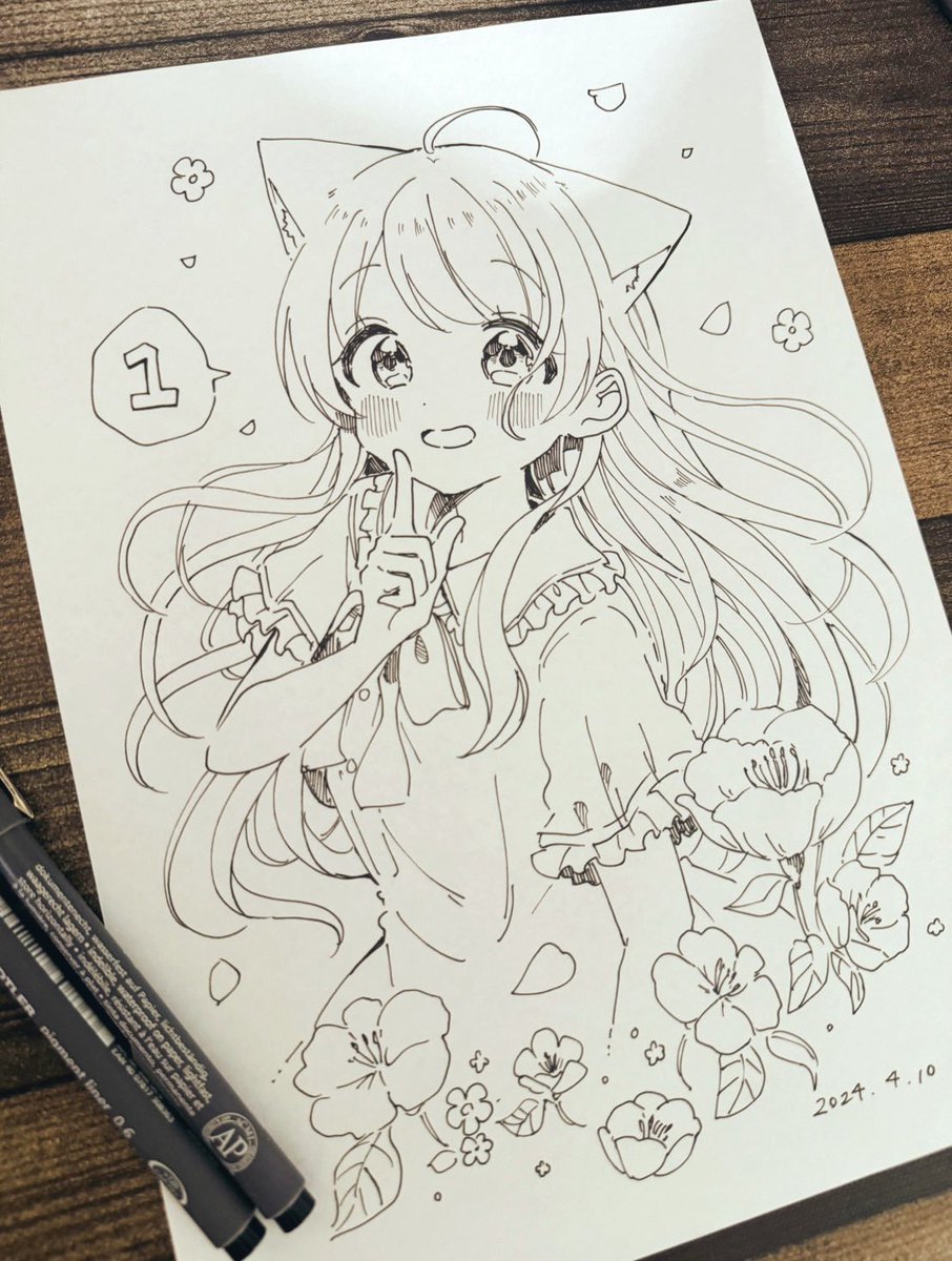 ふしぎな猫のまち メルティア』第1巻 描き下ろしカバー裏の原画です
