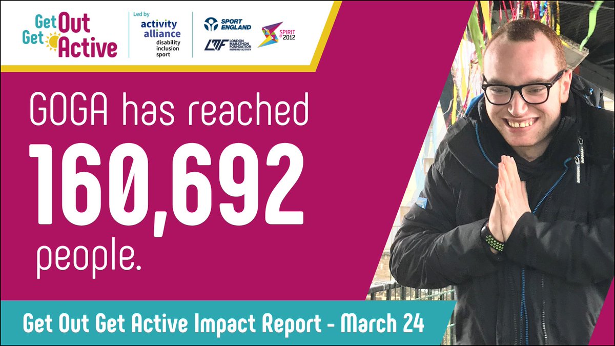 Since 2016, our Get Out Get Active (GOGA) programme has helped a staggering 160,692 people get active in their communities! How amazing is that!
Read more from GOGA's Impact Report, released today, here: activityalliance.org.uk/news/9130-thou…
