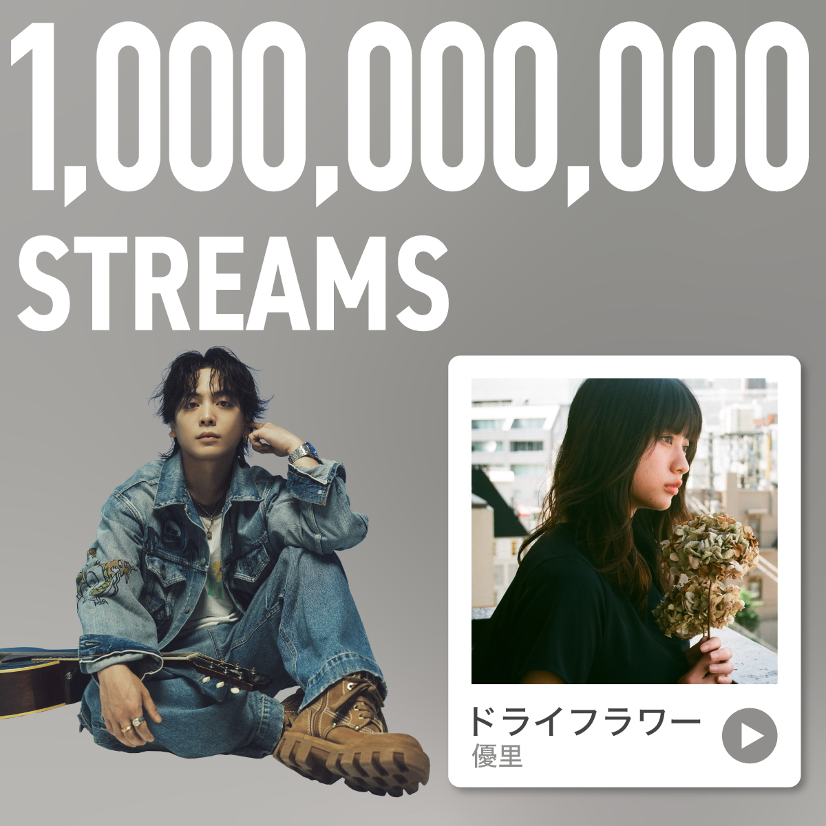 優里『#ドライフラワー』 ついに、、、 ストリーミング累計10億回再生