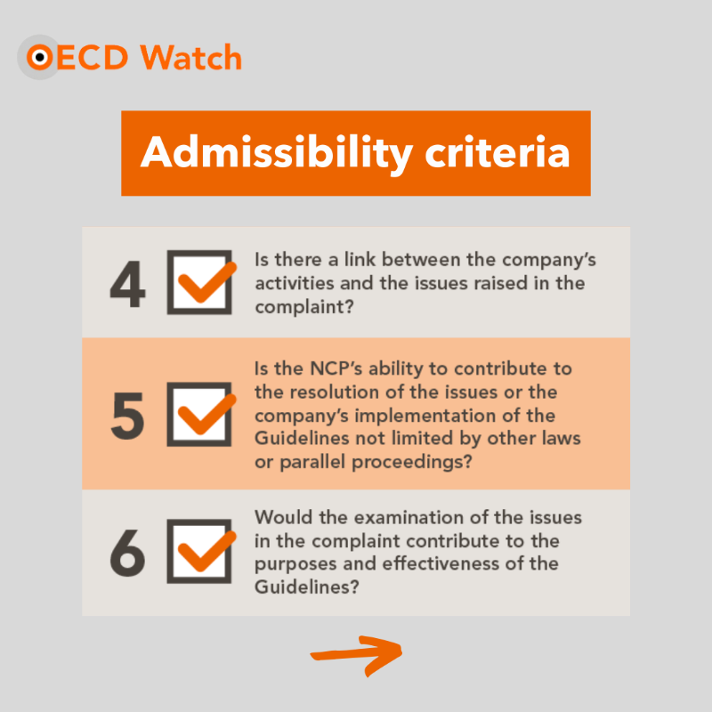 OECDwatch's tweet photo. 💡Filed a complaint to an NCP? Here's what happens next: 📃 The NCP conducts an initial assessment, based on the @OECD Guidelines, to decide if the case should proceed. Interested in what NCPs should/shouldn't do in this phase?👇

More info on complaints⬇️
https://t.co/F6KAMVU8YH