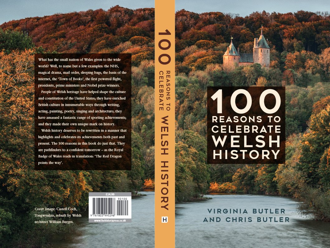 WelshButler's tweet image. Our book "100 Reasons to Celebrate Welsh History" comes out on 18th July - an upbeat view of Welsh  achievements around the world. 🏴󠁧󠁢󠁷󠁬󠁳󠁿 Find it on Amazon: amzn.eu/d/0gd3JnDu - #Wales #Welsh #WelshHistory #Castles #Cardiff #History #DylanThomas #RichardBurton @HistoryPress
