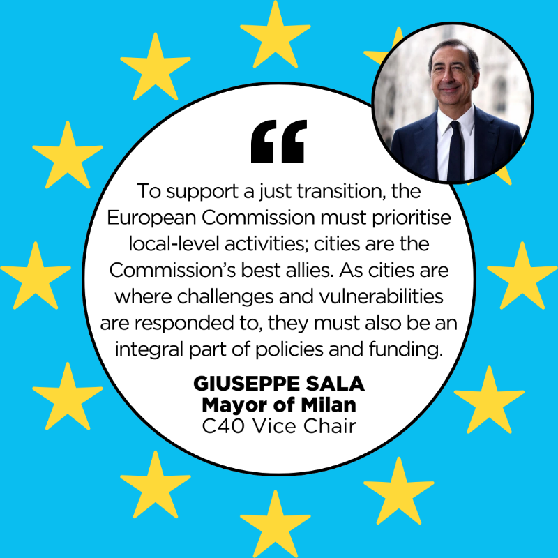 c40cities's tweet photo. Europe is getting hotter twice as fast as the rest of the world. The #EU must follow cities' lead to create a prosperous and safe future for all.

Read the letter from Mayors @SophieHAndersen @anne_hidalgo @beppesala &amp; @eiriksol to @vonderleyen &amp; @EU_Commission.