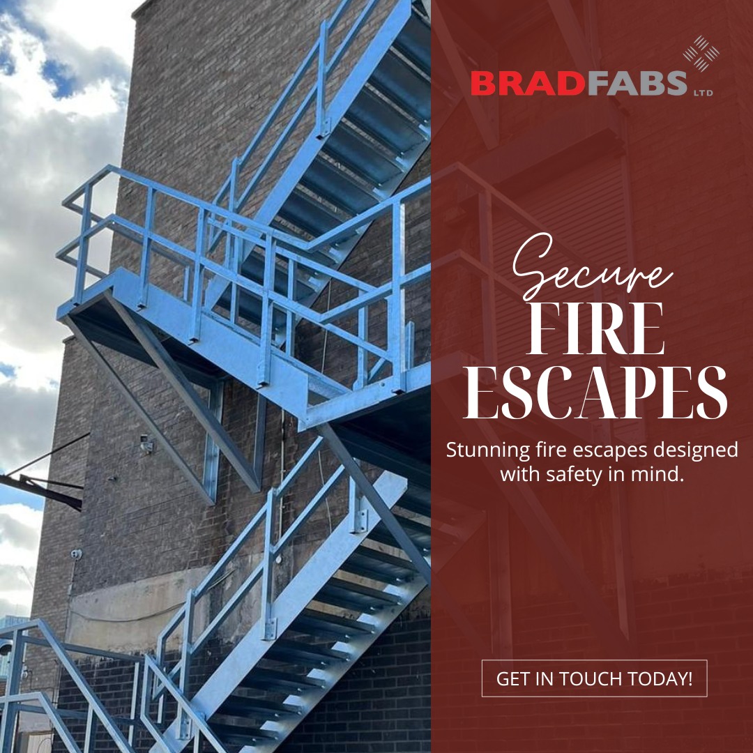 A sturdy Fire Escape is essential in emergencies! With a steel safety staircase you have peace of mind with the stairs reliability and durability
Free quotes available via our website bradfabs.co.uk or email sales@bradfabs.co.uk