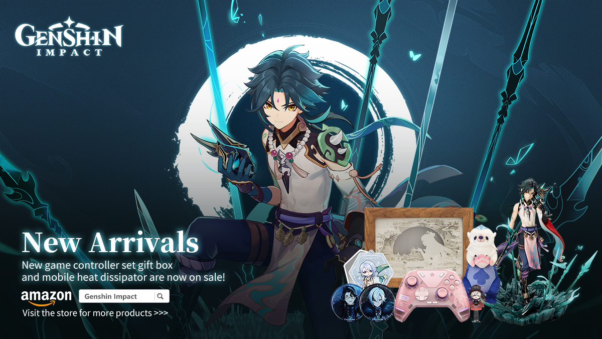 GenshinImpact's tweet image. Hello, Traveler!
A variety of new #GenshinImpact merchandise is now available in our official Amazon store! New arrivals include 3C electronic products and scale figures. #genshingoods

Also, special promotion discounts will be available for selected items. Don't miss out! 
Visit…