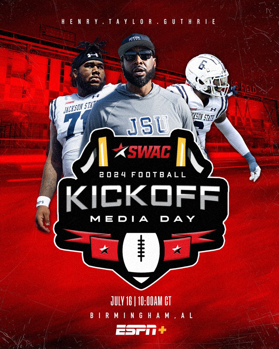 SWAC MEDIA DAY IS HERE!!! 

10AM Central Time on ESPN+

#GuardTheeYard | #TheeILove