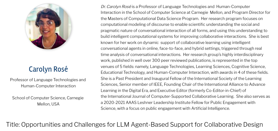 EDMConf2025's tweet image. EDM 2024 Day 2 starts! Please welcome Carolyn Rosé for her keynote at 9 AM today.