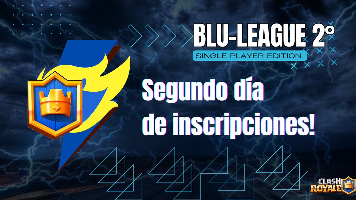 BlueLightningTM's tweet photo. ⚡Segundo día de registros!

Día 2 de inscripciones, día 2 de la semana y nos quedan 2 cupos gratis para @BluLeagueCR! 

Se viene sorteo por esos lugares!  🔜

#competencia #eSports #ClashRoyale #Individual #OneBuck https://t.co/1LV6PTWHin
