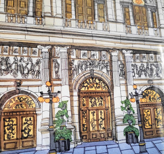adrianmcmurchie's tweet photo. "City Chambers, Glasgow" The staircase has been used as a stand in for the Vatican in more than one movie. Not an exact replica though as the city chambers has more marble than the Vatican. #adrianmcmurchie #theglasgowillustrator #glasgow #shopscotland https://t.co/5EsT9es1CE https://t.co/KT9hrMbkKj