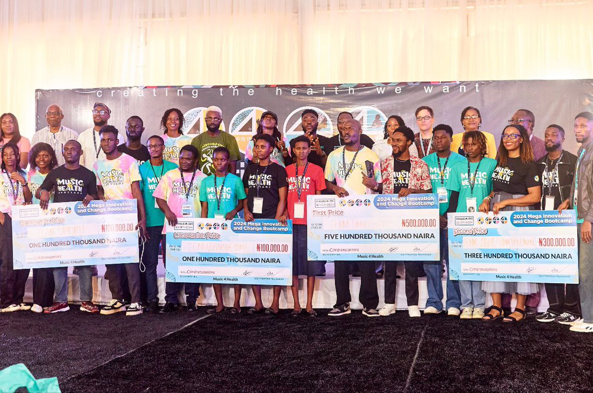 4YouthBYouth's tweet image. Congratulations to all the teams that Participated in the #MegaBootcamp for Music For Health

We are happy to announce the top positions:
🥉3rd - Team Victor
🥈2nd - Team Light/Team Freeman 
🥇1st - Team Timileyin (Winner, Audience Choice Award)