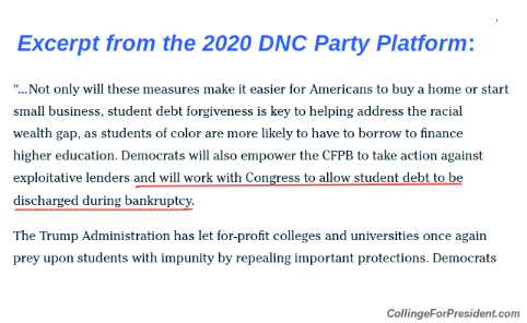 StudentLoanJus1's tweet photo. If @JoeBiden and @TheDemocrats want to avoid defeat in November, they will DO WHAT THEY PROMISED on #studentloans.

1.  Return standard bankruptcy rights. 
2. Cancel loans by executive order USING THE RIGHT LAW.