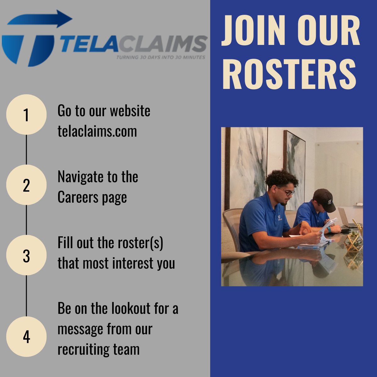 🌪️ Get Ready for the 2024 Hurricane Season with TelaClaims! 🌪️

We are ramping up our preparations for the upcoming hurricane season and want YOU on our roster. Don't miss the opportunity to work with us! 

Visit telaclaims.com/careers/ to sign up today!
