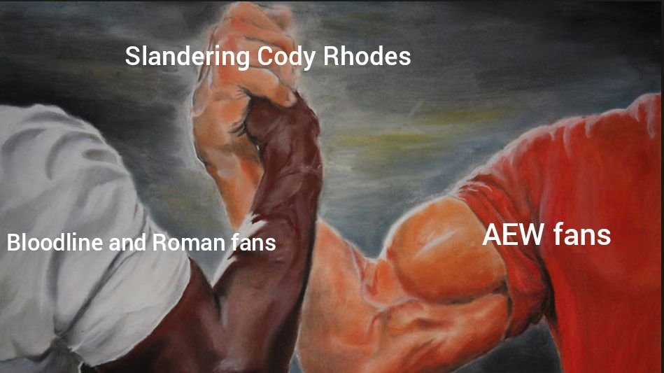 devil30012's tweet photo. Bloodline Roman and AEW fans unite https://t.co/YKT6a7btAd
