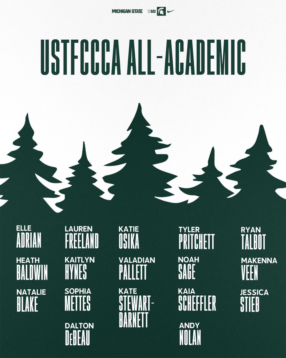 1⃣8⃣ Spartans have been tabbed <a href="/USTFCCCA/">USTFCCCA</a> All-Academic honorees 👏

Both the women's and men's track and field teams were named All-Academic teams, posting 3.41 and 3.32 GPAs respectively! 

#GoGreen