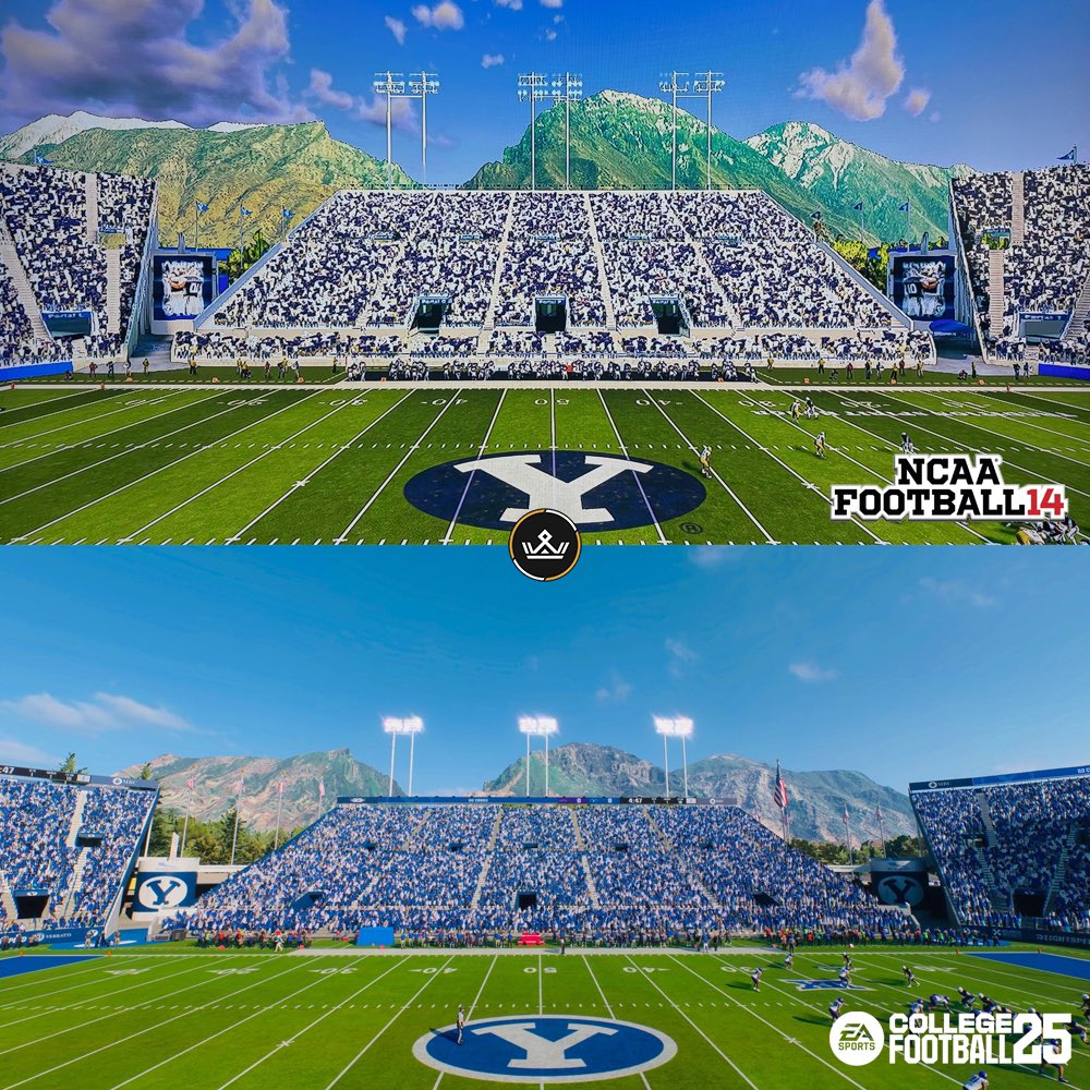 CFBKings's tweet photo. BYU in NCAA14 vs. in CFB25 🎮⛰️ https://t.co/xqE0EmBcKu