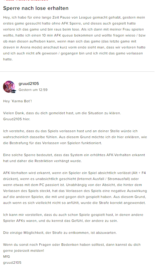 ThecataclystP's tweet image. #LeagueOfLegends #RiotDevs
Wie schlecht muss euer System sein, dass man dafür punished wird weil man das verloreren/fertige game leaved?
Und vorallem wieso sind eure Supports so schlecht, dass man das System vergöttert obwohl es Beweislich ein Fehler gemacht hat?