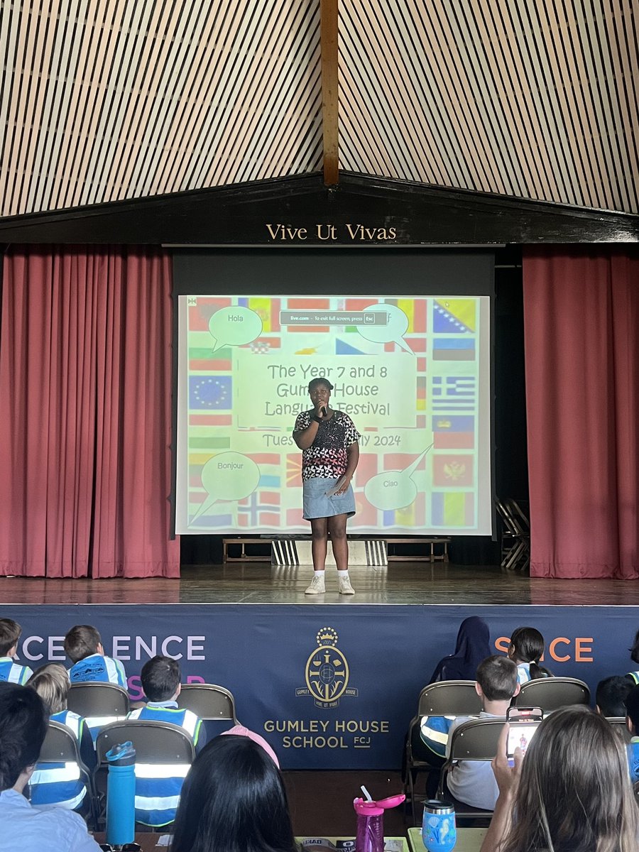 GumleyMfl's tweet photo. Today almost 200 of our year 7 &amp; 8 took part our Annual Language Festival – a celebration of the 4 languages taught at school as well as a selection of home language acts chosen to represent the many diverse cultures and languages which make up our Gumley community. It was great! https://t.co/BfPfeU7W5C