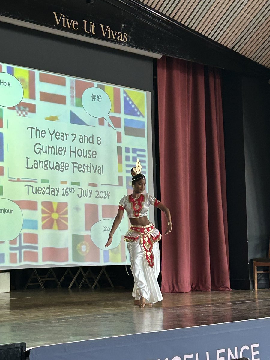 GumleyMfl's tweet photo. Today almost 200 of our year 7 &amp; 8 took part our Annual Language Festival – a celebration of the 4 languages taught at school as well as a selection of home language acts chosen to represent the many diverse cultures and languages which make up our Gumley community. It was great! https://t.co/BfPfeU7W5C