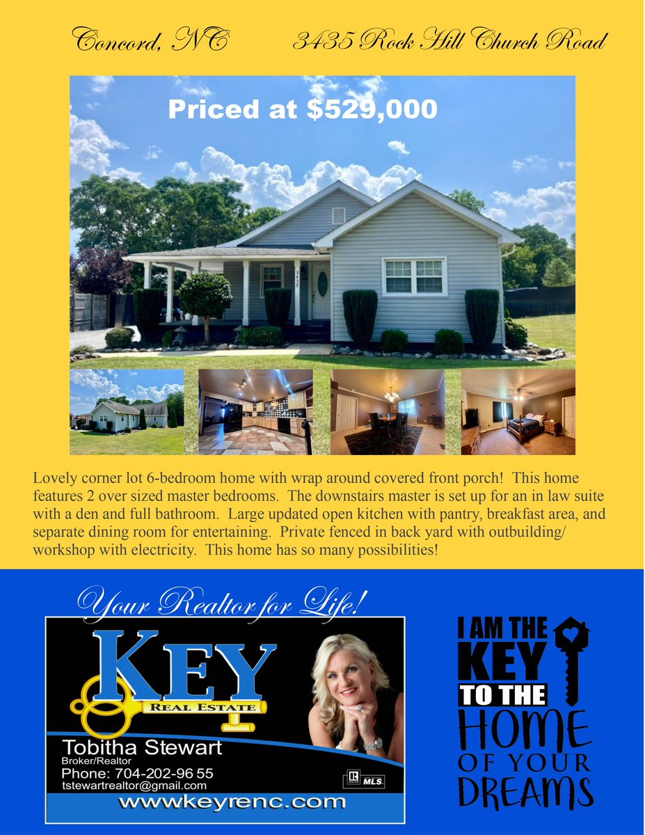 TobithaStewart's tweet photo. 🌟NEW LISTING!🌟
3435 Rock Hill Church Road, Concord, NC
Priced at:  $529,000
🔑🏡Thinking of Buying or Selling Real Estate, ☎️call or text me today! 704.202.9655🏡🔑
#tobithastewartrealestate #keyrealestate #YourRealtorForLife #IAmTheKeyToTheHomeOfYourDreams
#hometownagent https://t.co/XoNMIPSliN